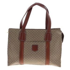 Celine Beige and Brown Monogram Bag with Gold Accents